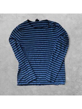 H&M Blue & Black Striped Long Sleeve Shirt - Sz M